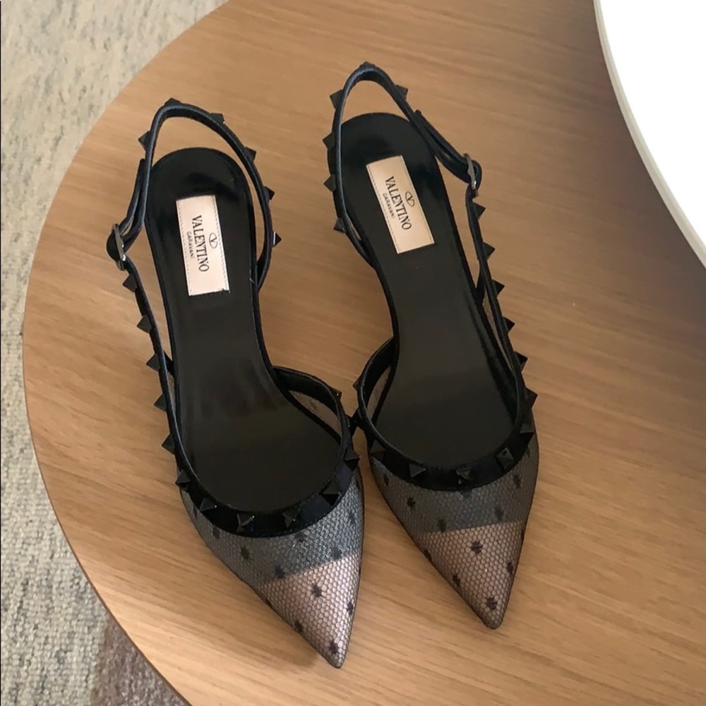 Valentino Mesh point d'Esprit slingback pump EU37